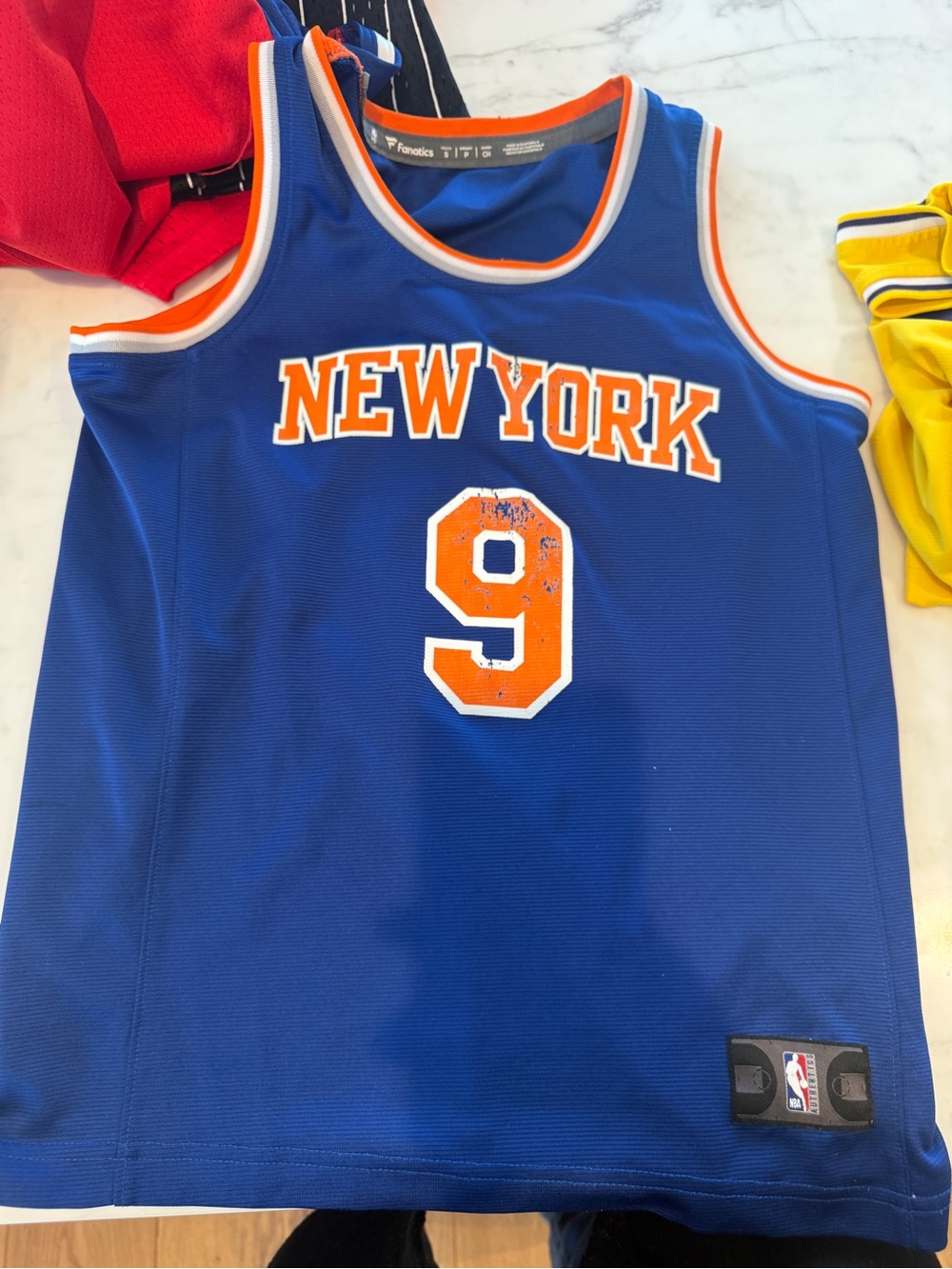 RJ Barrett Knicks jersey New York #9 Blue & Orange NBA Tank Jersey - Fanatics